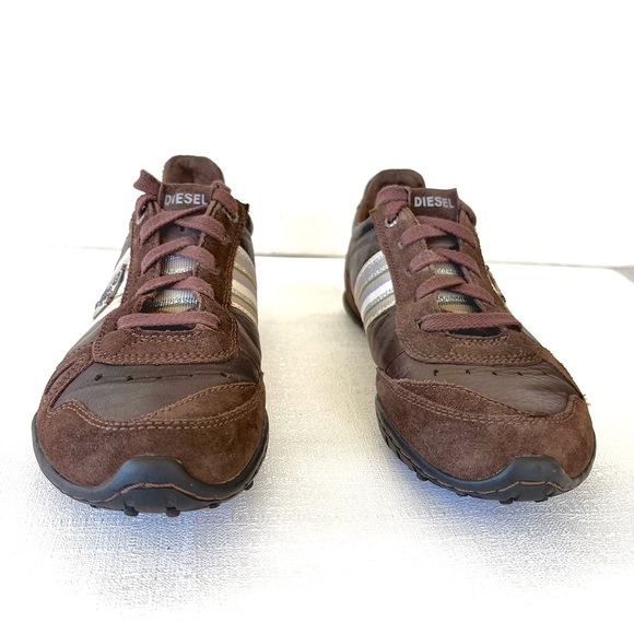 Y2K Vintage DIESEL CHEJU 78 Brown Women's Leather Sneakers Shoe Size 7.5 - Picture 3 of 13